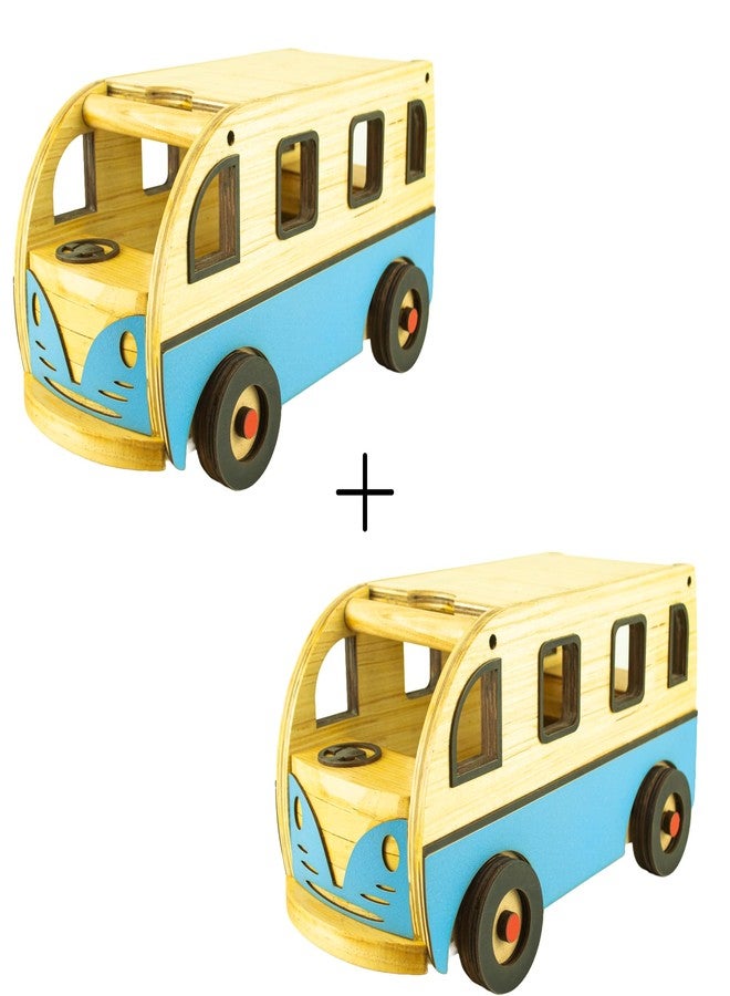 Techny Birds Technybirds Toy Bus | Wooden Toy Bus | Toy Vehicles |Pull-Along Toy|Age(1+) - Image 2